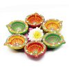 Colorful Round Shaped Earthern Diyas – Set of 6
